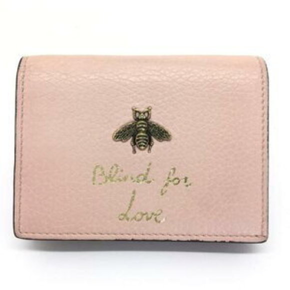 GUCCI Animalier Bee Wallet Leather Pink - Picture 1 of 7